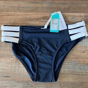Seafolly Navy Bikini Bottom with White Straps Size 6